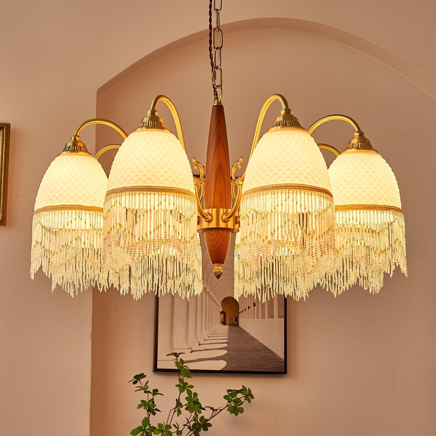 Mesh Tassel Glass Electrolier Chandelier