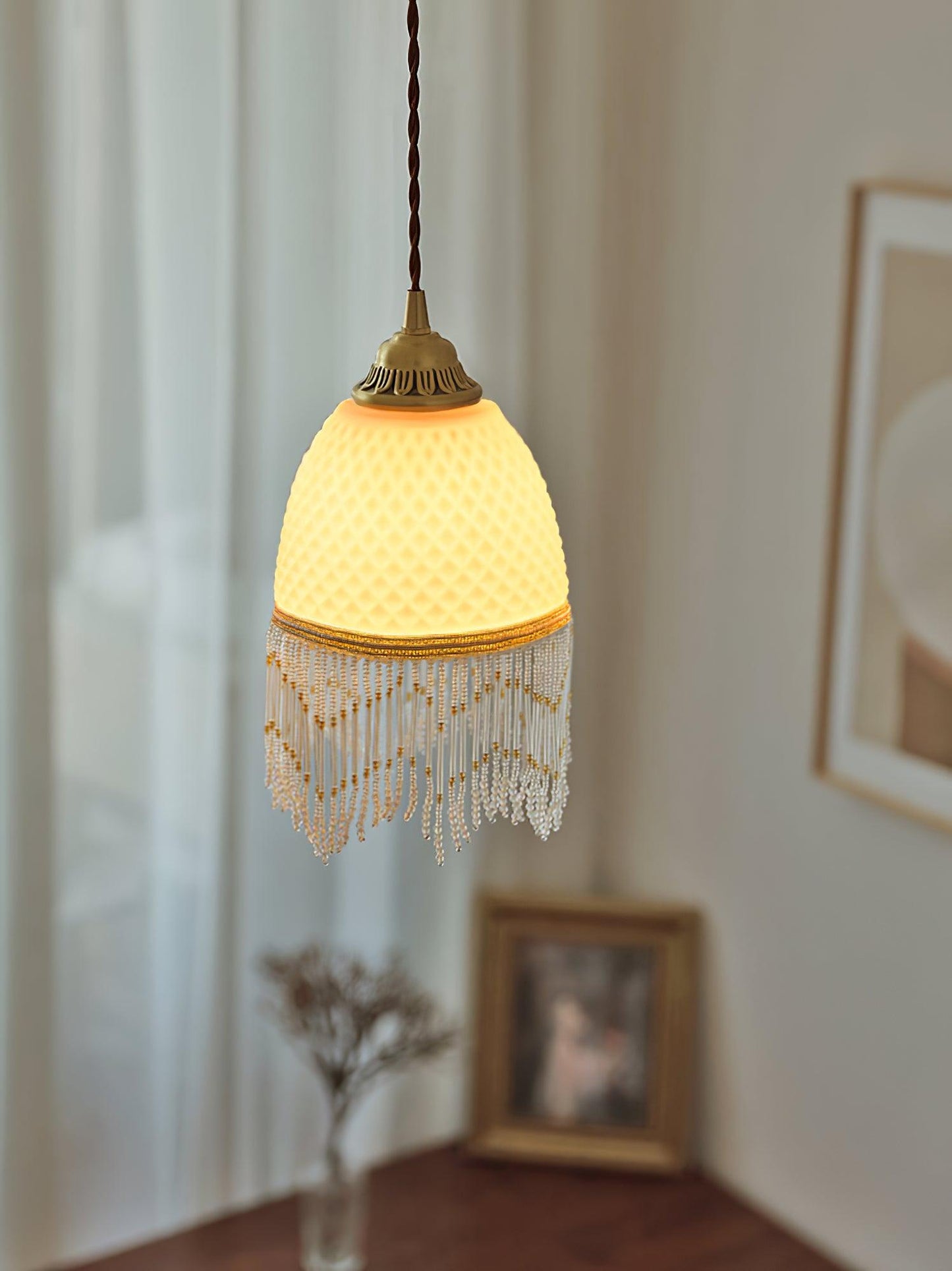 Mesh Tassel Glass Houselight Pendant Light