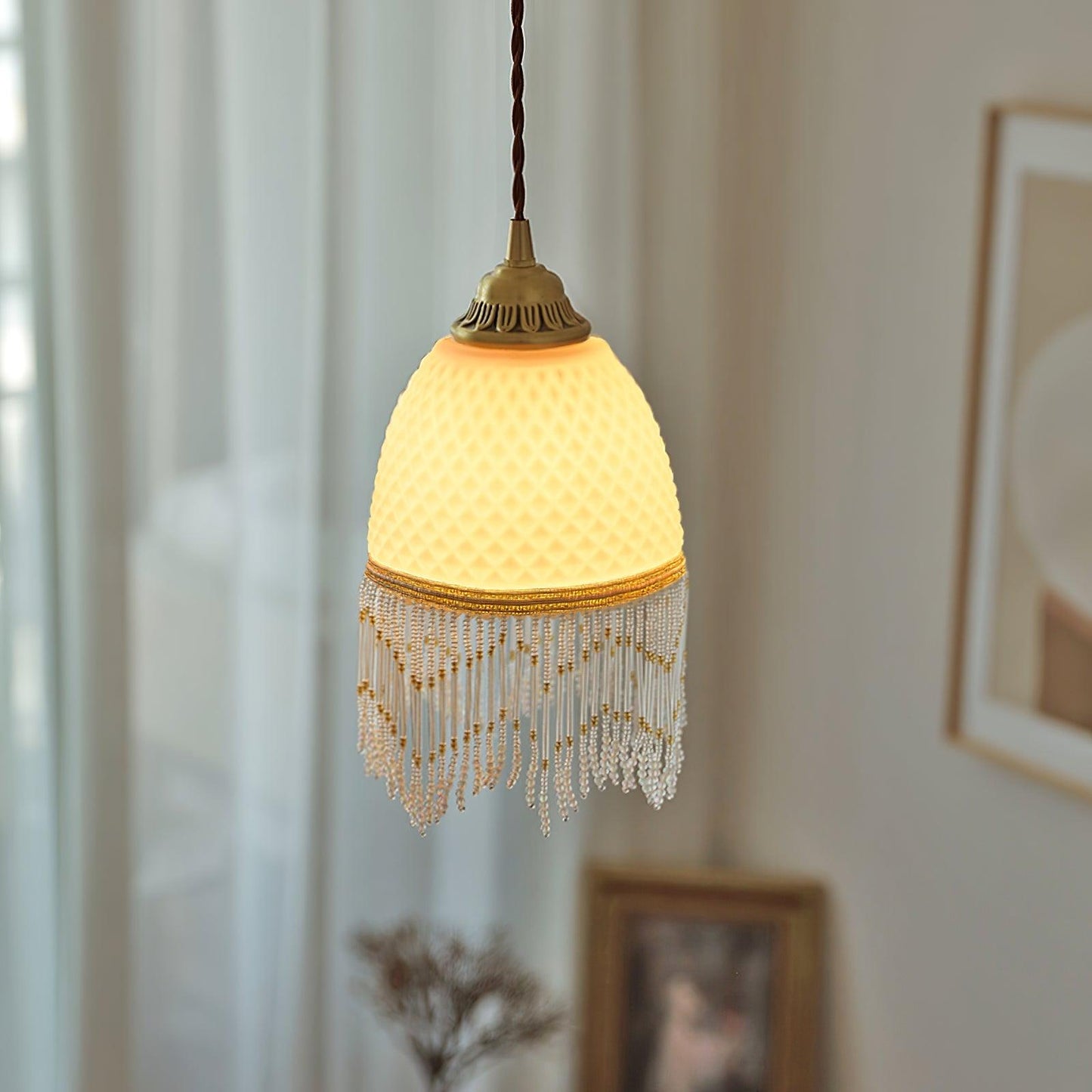 Mesh Tassel Glass Houselight Pendant Light