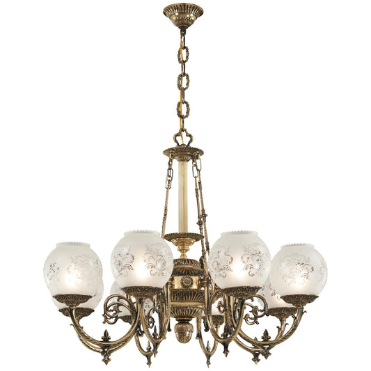 Metropolitan Lighting Elegant Glass And Brass 36 Inch 8 Light Chandelier Cp158856