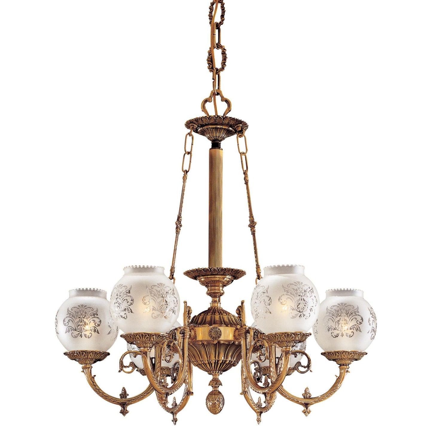 Metropolitan Lighting Elegant Glass And Brass 26 Inch 6 Light Chandelier Cp158855