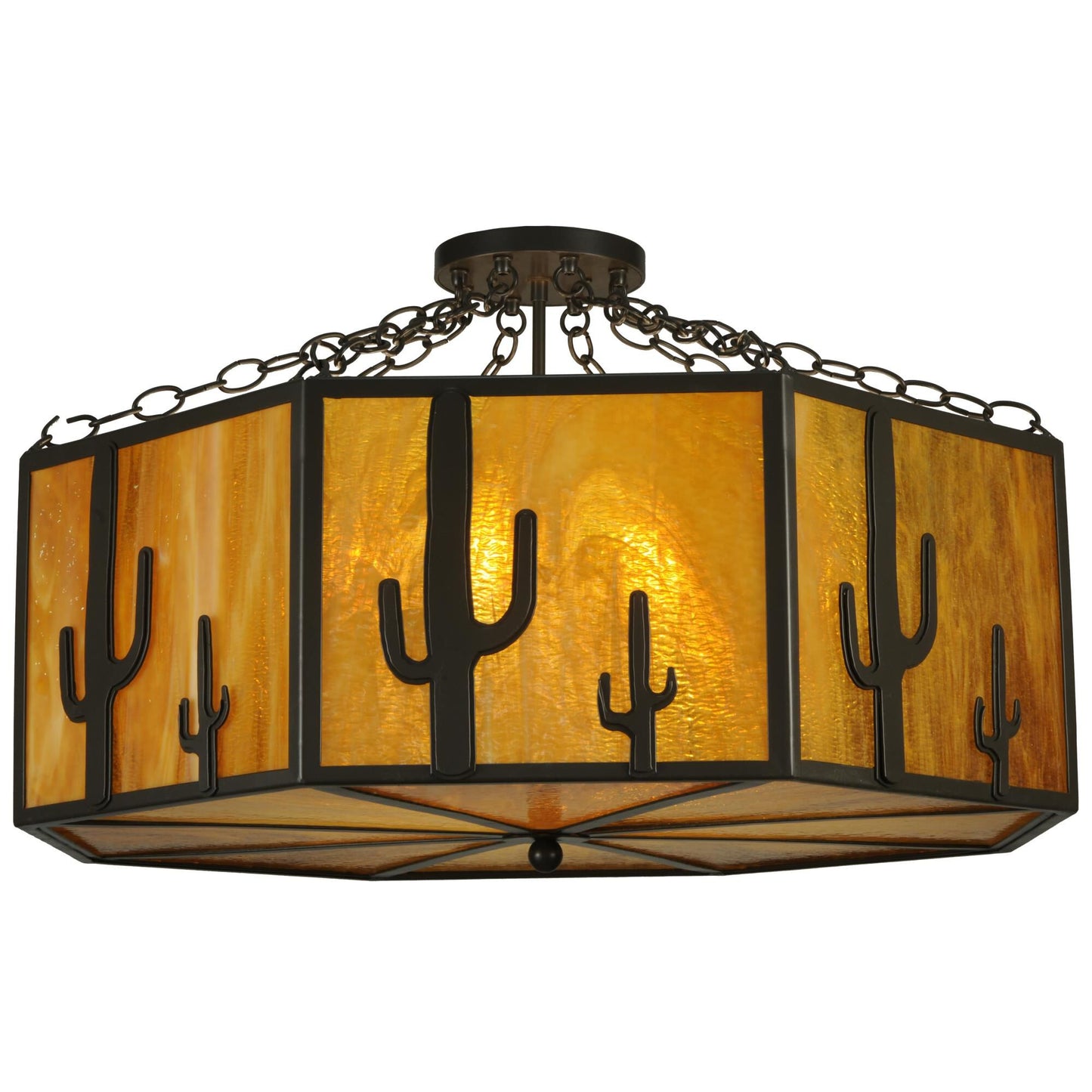 Meyda Lighting Southwest Cactus 30 Inch 8 Light Semi Flush Mount Cp13337