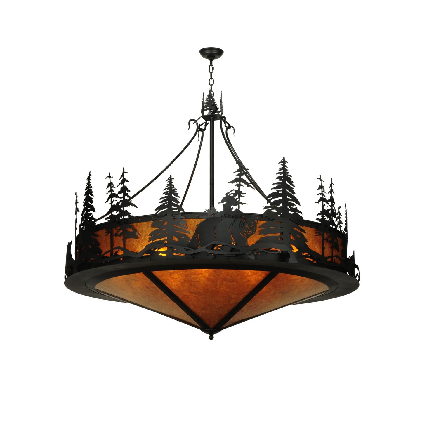 Meyda Lighting Northwoods Bear At Dusk Amber Mica 58 Inch Large Pendant Cp15600