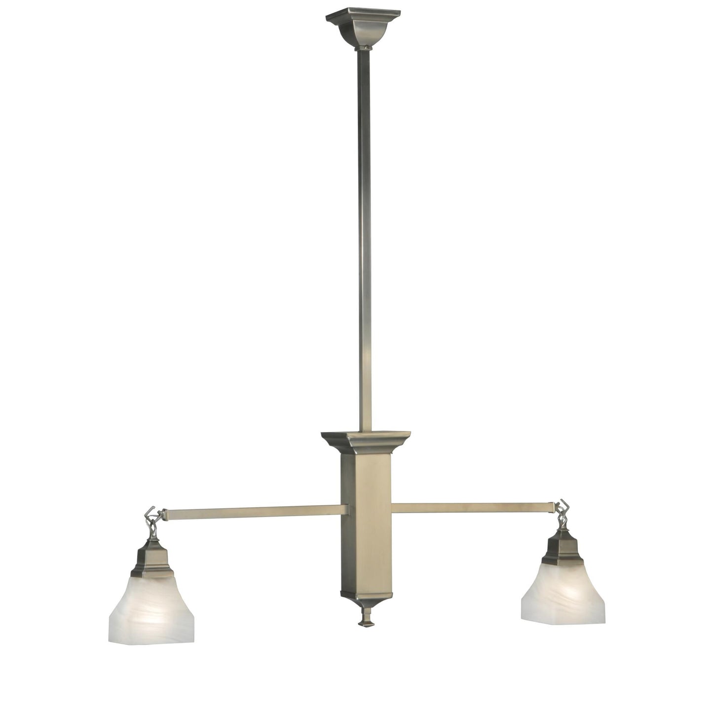 Meyda Lighting Bungalow White Alabaster Swirl 39 Inch 2 Light Linear Suspension Light Cp16373