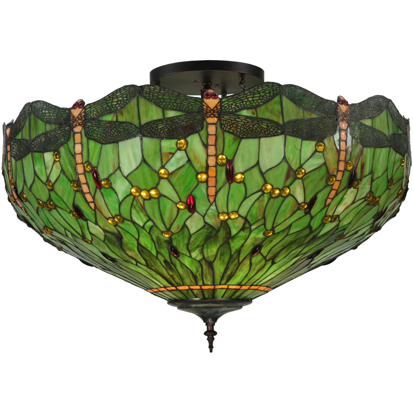 Meyda Lighting Tiffany Hanginghead Dragonfly 38 Inch 5 Light Flush Mount Cp16808