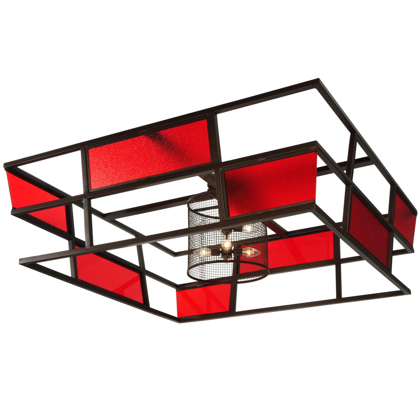 Meyda Lighting Tavern Red Block 7722 Inch 8 Light Flush Mount Cp16926