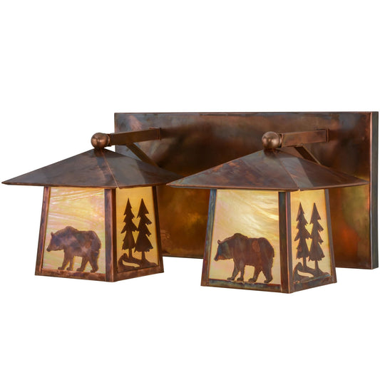 Meyda Lighting Pine Tree And Bear 22 Inch 2 Light Bath Vanity Light Cp21087