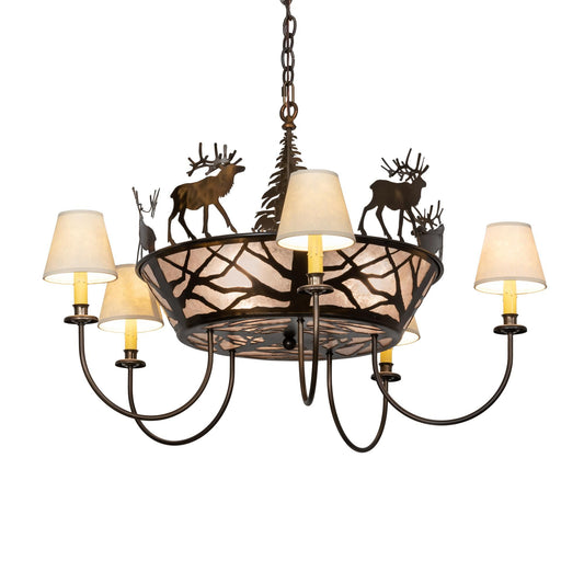 Meyda Lighting Elk On The Loose 35 Inch 6 Light Chandelier Cp744180