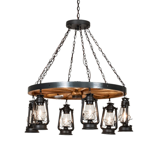 Meyda Lighting Miners Lantern 40 Inch 6 Light Chandelier Cp779804