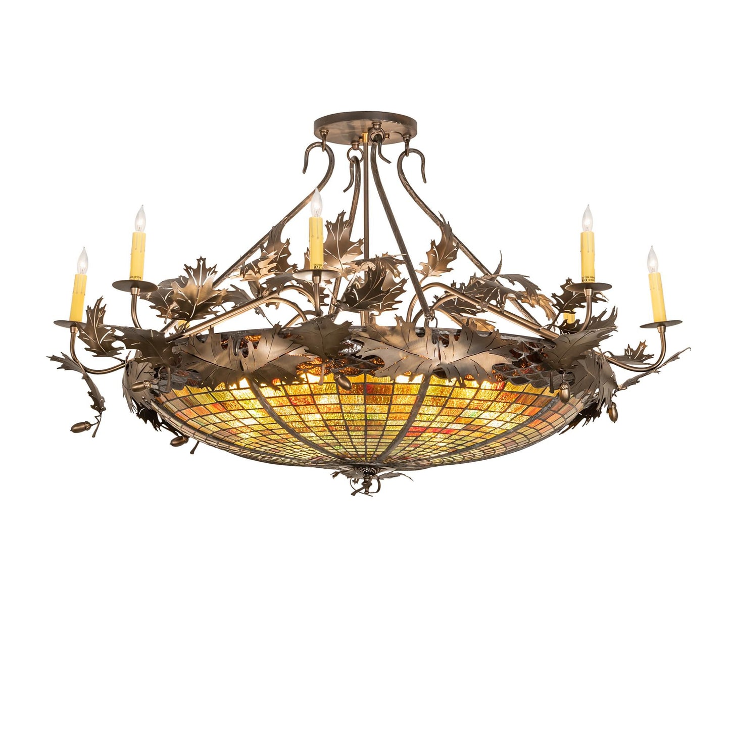 Meyda Lighting Acorn And Oak Leaf 48 Inch 8 Light Semi Flush Mount Cp780160