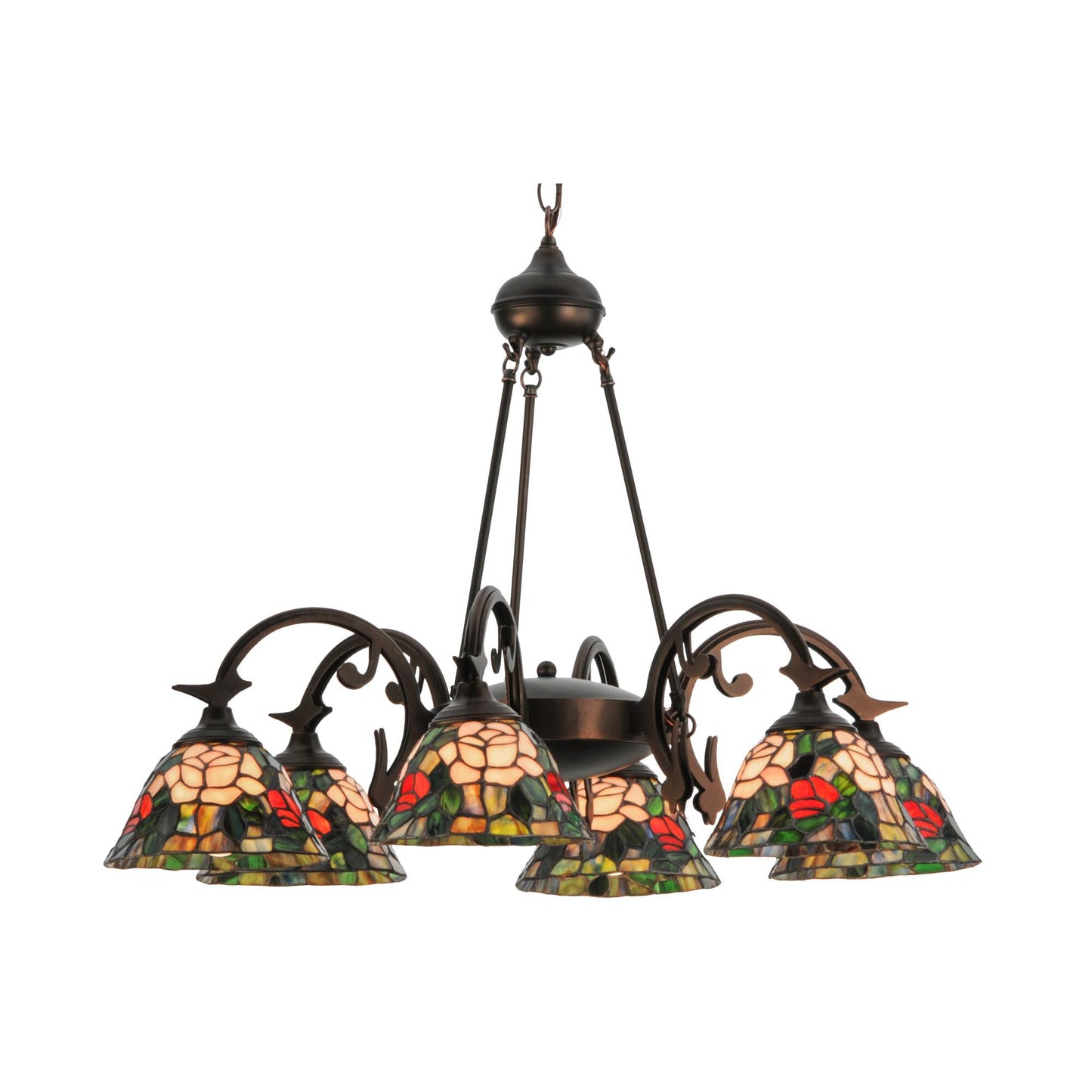 Meyda Lighting Tiffany Rosebush 32 Inch 6 Light Chandelier Cp42168