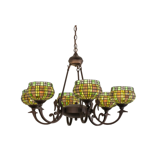 Meyda Lighting Jeweled Basket 32 Inch 6 Light Chandelier Cp42179