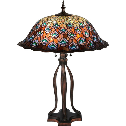 Meyda Lighting Tiffany Peacock Feather 30 Inch Table Lamp Cp188703