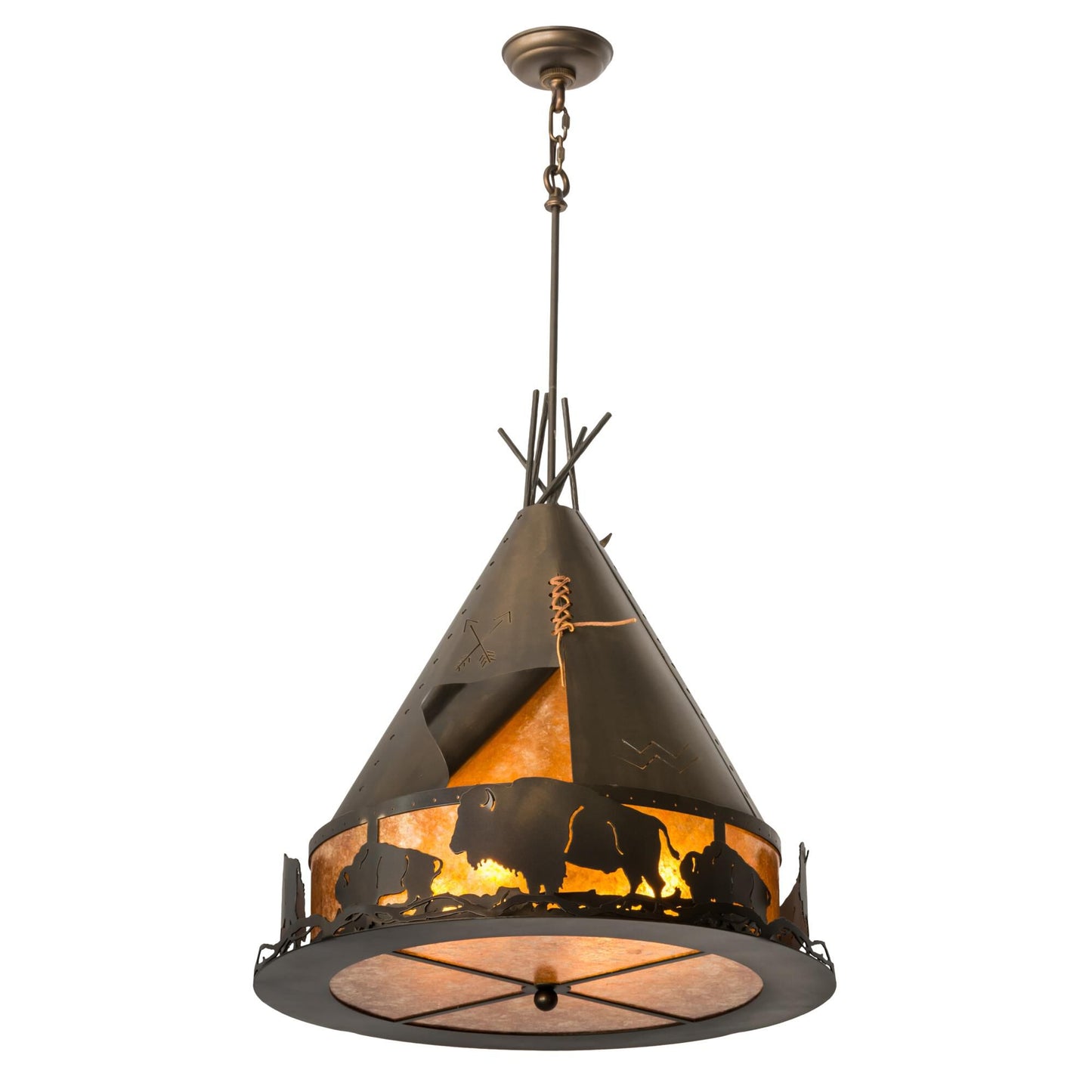 Meyda Lighting Teepee With Buffalo 24 Inch Large Pendant Cp51026