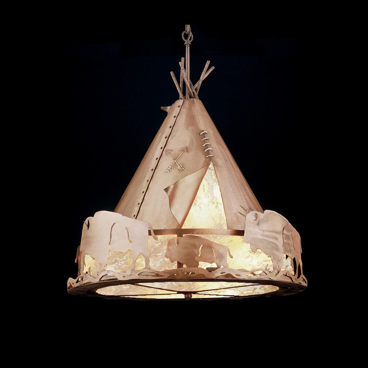 Meyda Lighting Teepee With Buffalo 24 Inch Large Pendant Cp51456