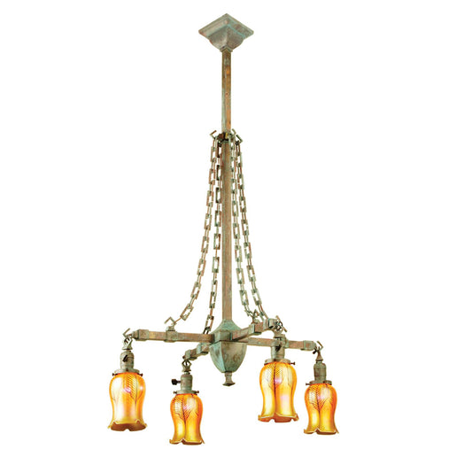 Meyda Lighting Craftsman Favrile 26 Inch 4 Light Chandelier Cp92953