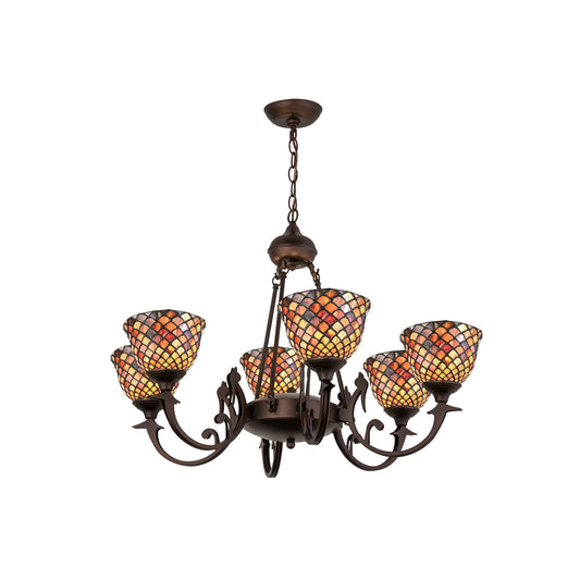 Meyda Lighting Tiffany Fishscale 32 Inch 6 Light Chandelier Cp99313