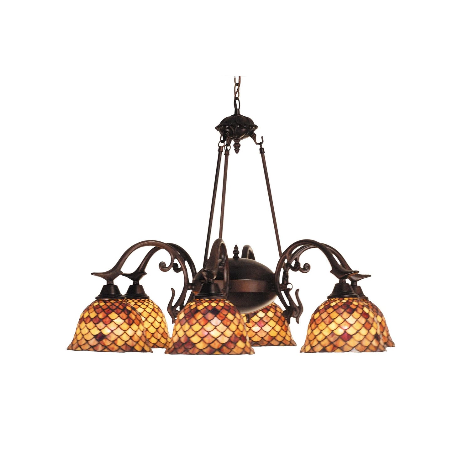 Meyda Lighting Tiffany Fishscale 32 Inch 6 Light Chandelier Cp104621