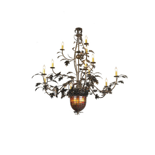 Meyda Lighting Greenbriar Oak 63 Inch 12 Light Chandelier Cp119458