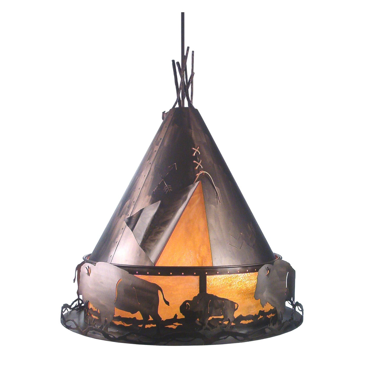 Meyda Lighting Teepee With Buffalo 36 Inch Large Pendant Cp119596