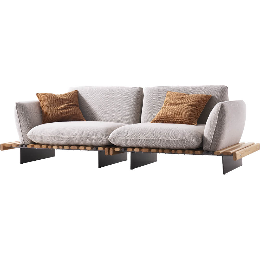 Mid-Century Slatted Deep Modular Sofa