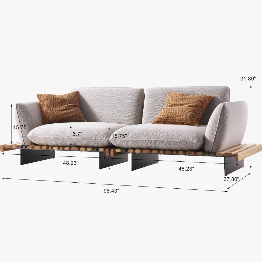 Mid-Century Slatted Deep Modular Sofa