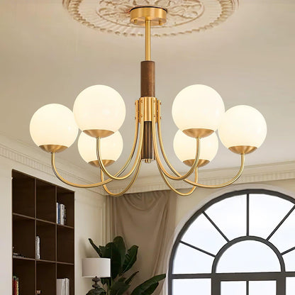 Midas Touch Walnut Sphere Ceiling fixture Chandelier