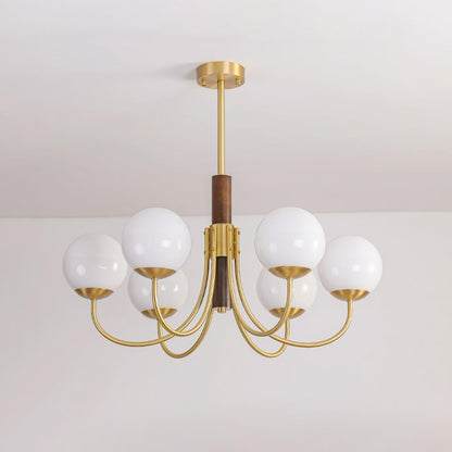 Midas Touch Walnut Sphere Ceiling fixture Chandelier