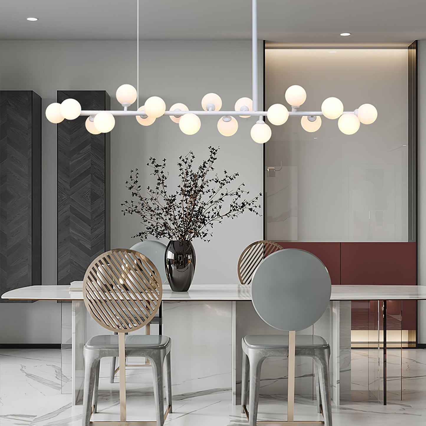 Linear Balls Gasolier Chandelier