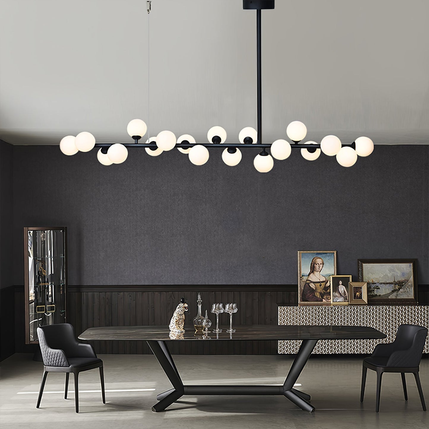 Linear Balls Gasolier Chandelier