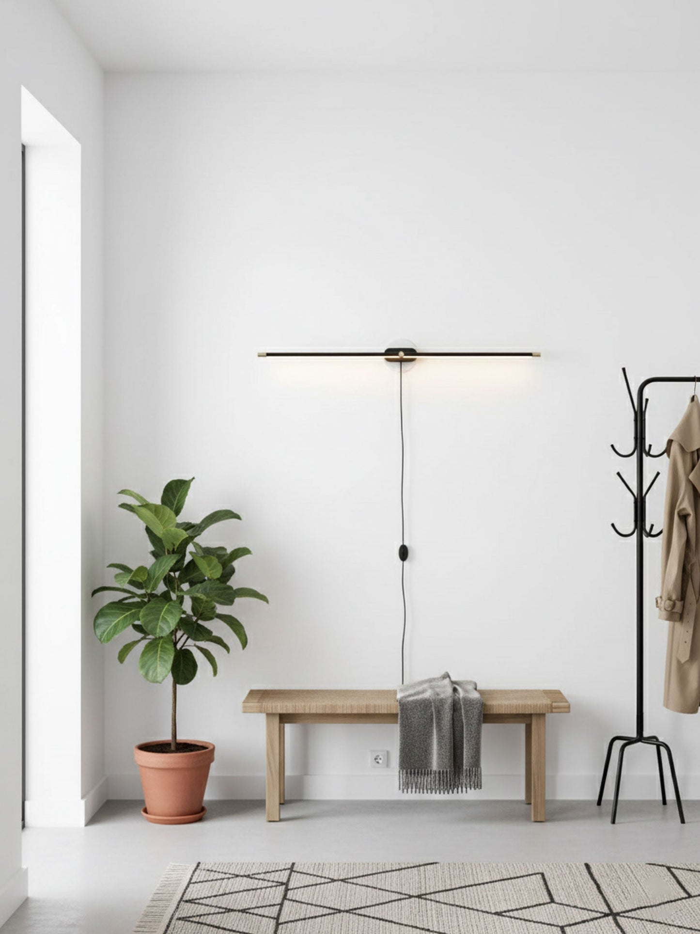 Minimalist Linear Plug-in Wall Lamp