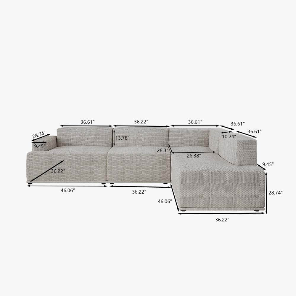 Minimalist Light Gray Modular 4 Seater Sofa