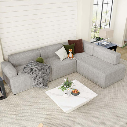 Minimalist Light Gray Modular 4 Seater Sofa