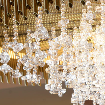 Modern Antique Brass Italian Lamp With Murano Glass Drops