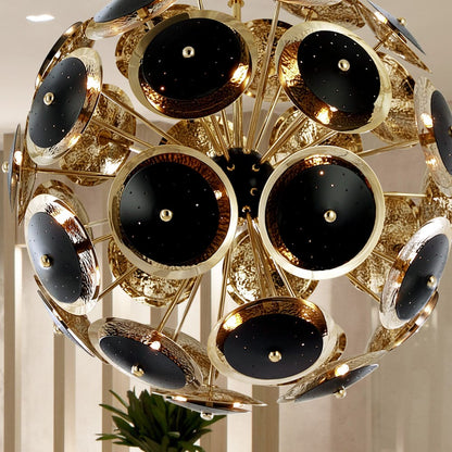 Modern Black And Gold Plated Sphere Chandelier