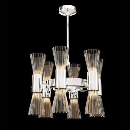 Modern Chrome Murano Glass Small Designer Chandelier