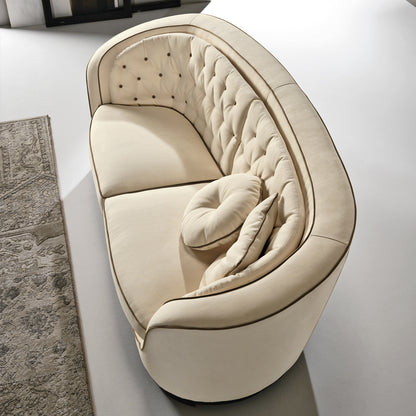 Modern Cream Faux Leather Sofa