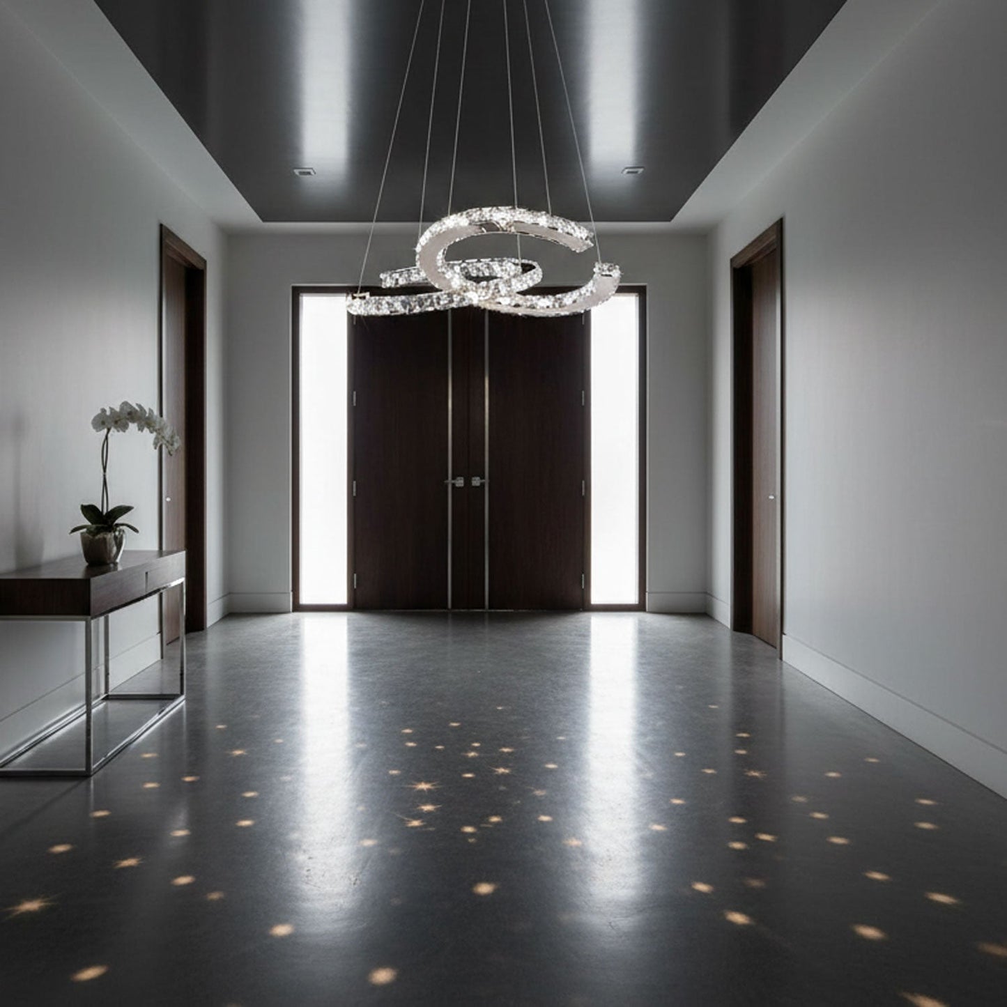 Modern Crystal Double C Chandelier