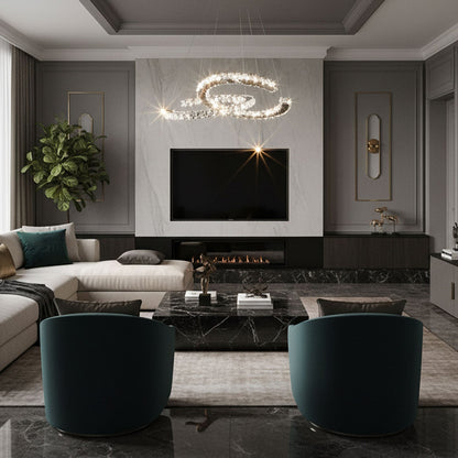 Modern Crystal Double C Chandelier