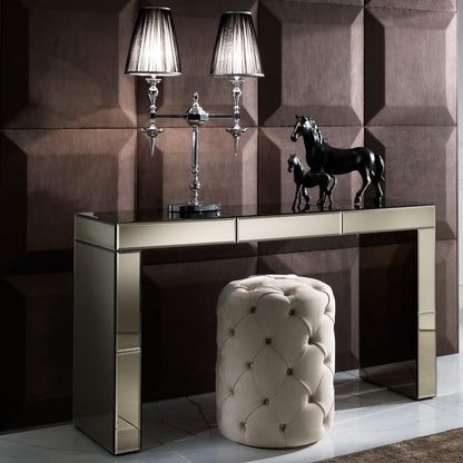 Modern Designer Bronze Mirrored Console Table With Drawer