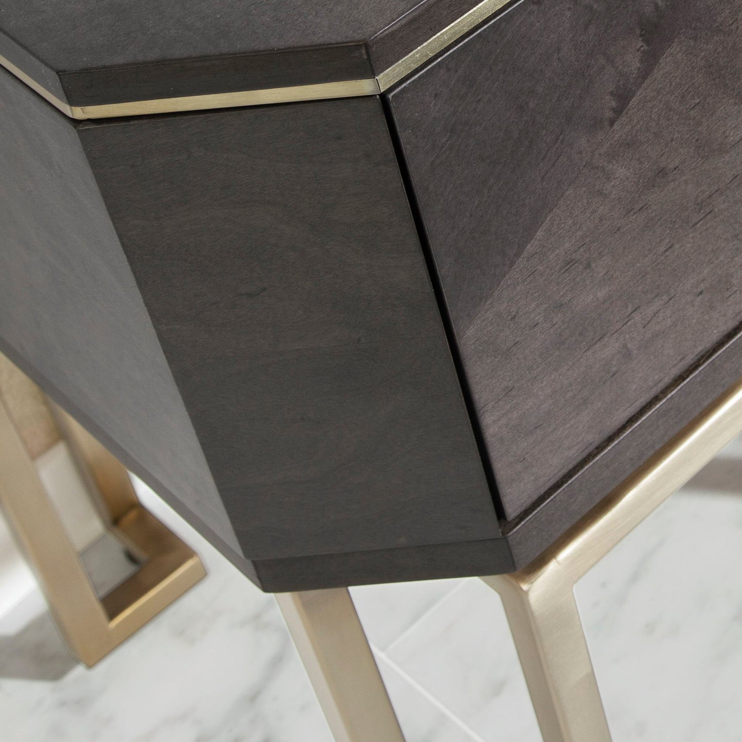 Modern Geometric Veneer Bedside Table