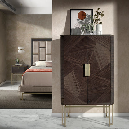 Modern Geometric Veneer Bedside Table