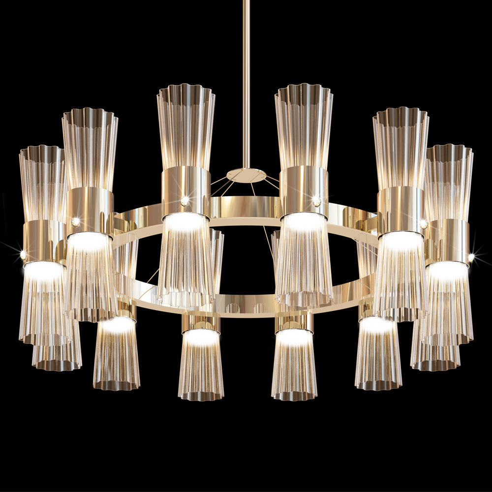 Modern Gold Leaf Murano Glass Chandelier