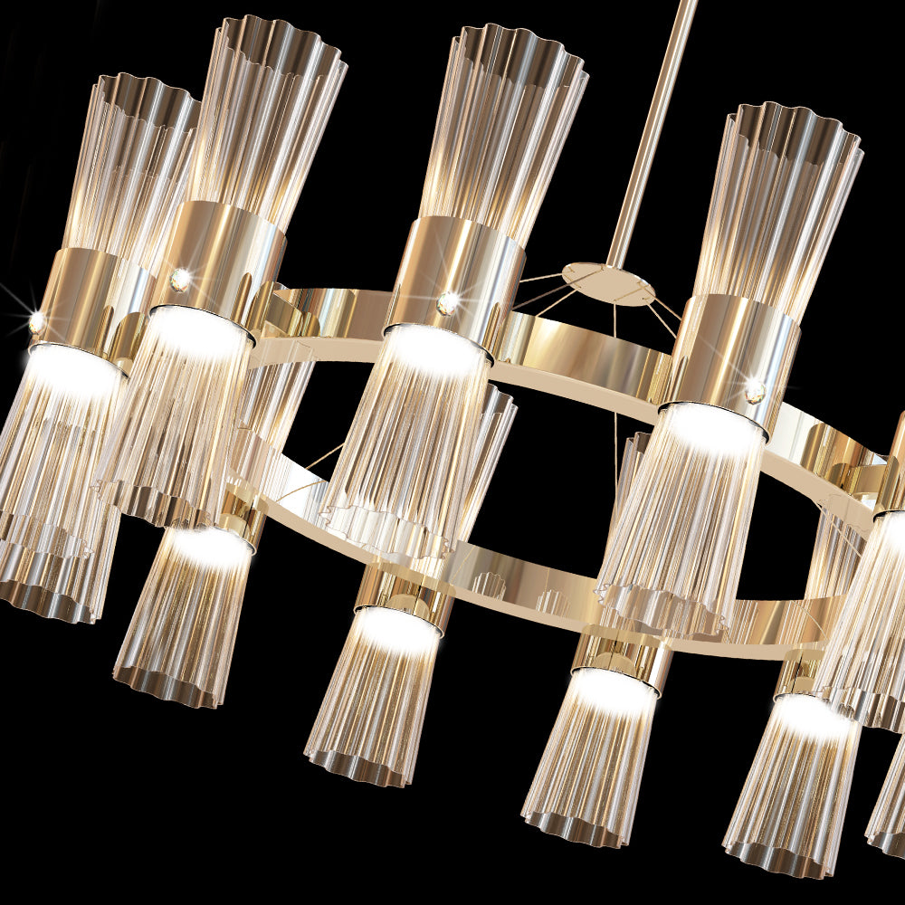 Modern Gold Leaf Murano Glass Chandelier