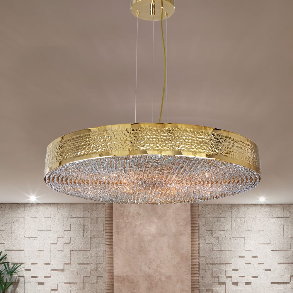 Modern Gold Plated Designer Crystal Chandelier