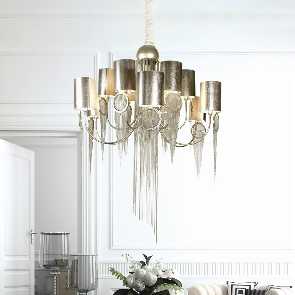 Modern Italian Design Crystal Silver Chandelier