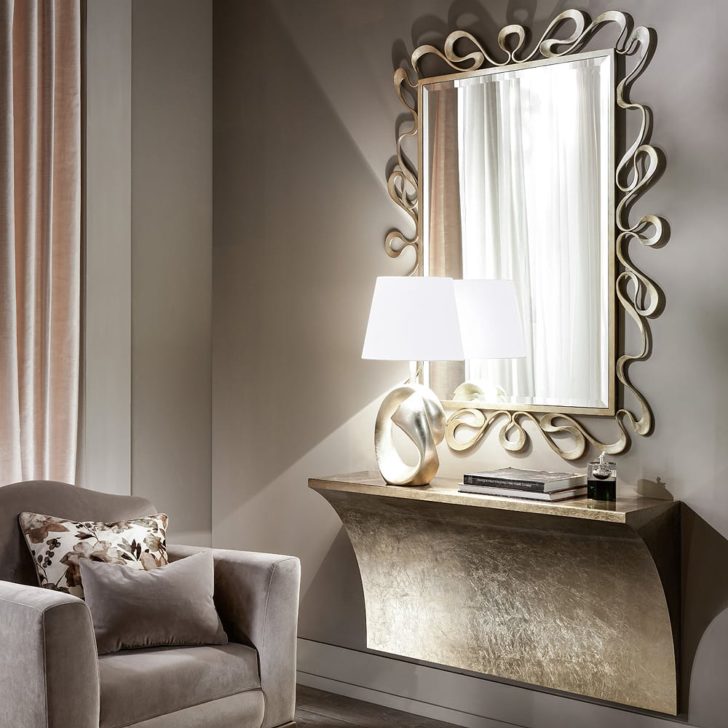 Luxury Italian Champagne Silver Leaf Table Lamp
