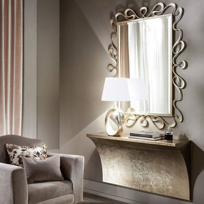Luxury Italian Champagne Silver Leaf Table Lamp