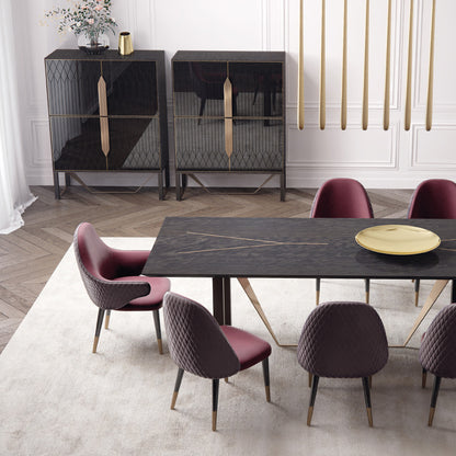 Modern Italian Designer Luxury Veneered Dining Table Set