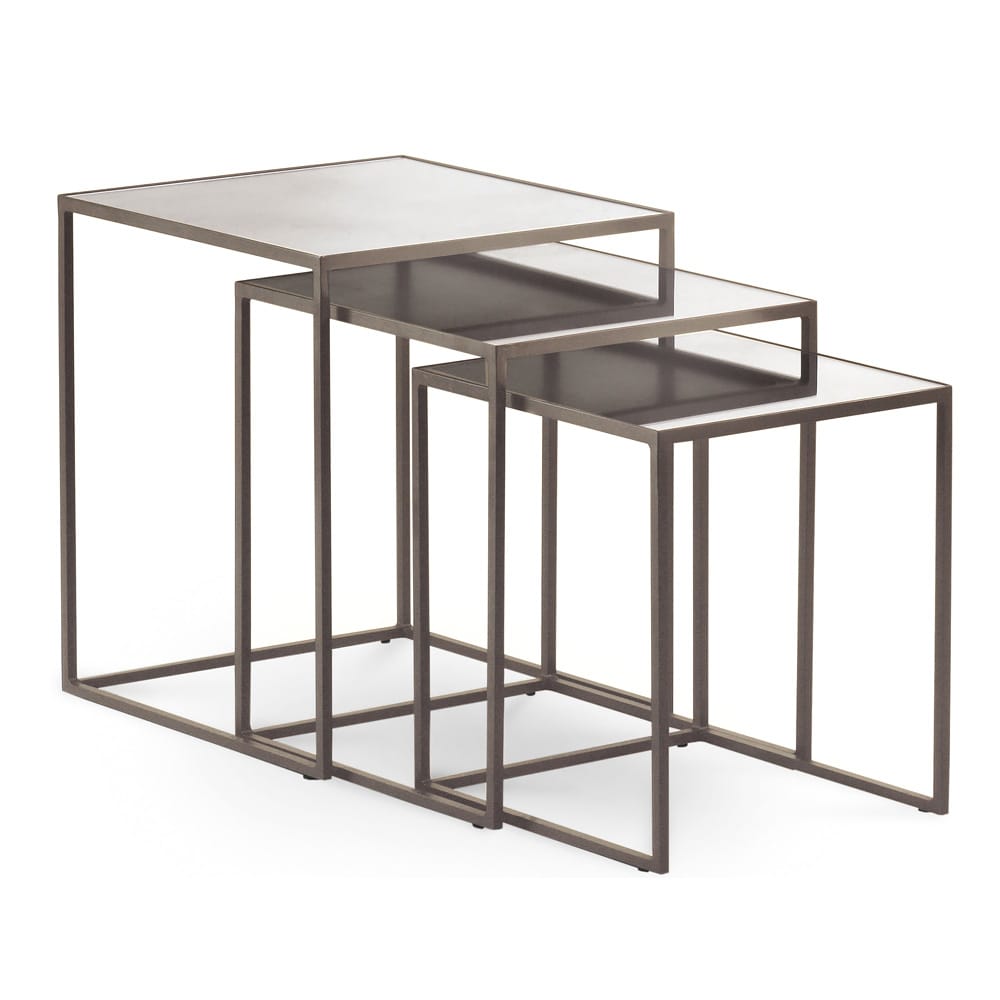 Modern Italian Designer Nest Of Mirrored Side Tables